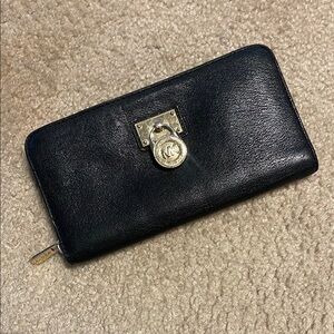 Michael Kors Black Leather Zip-Around Wallet
